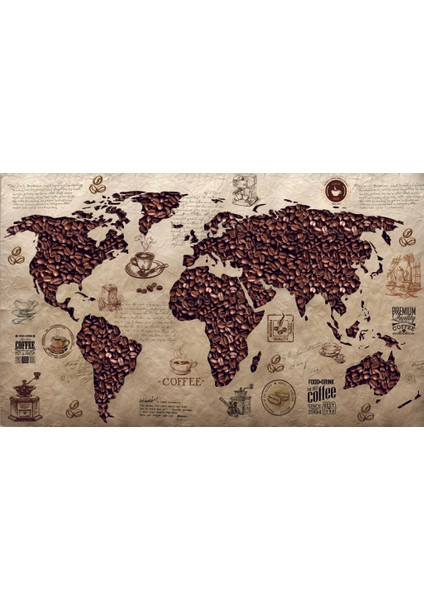 Kahve Desenli Dünya Haritalı 3D Duvar Kağıdı fiyatları