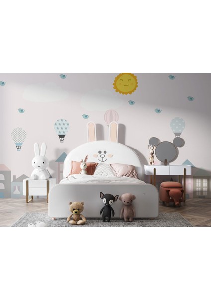 Bina, Balon ve Güneş Desenli 3D Duvar Kağıdı