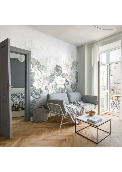 Krem Renkli Çiçek Desenli 3D Duvar Kağıdı fırsatları