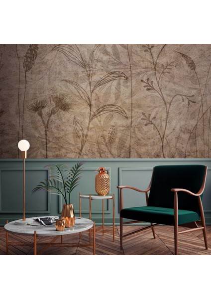 Krem Renkli Çiçek Dalı 3D Duvar Kağıdı