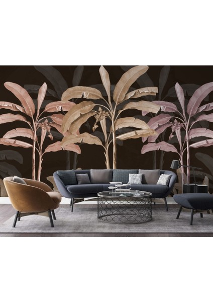 3D Renkli Geniş Yaprak Desenli Tropikal Duvar Kağıdı indirimleri