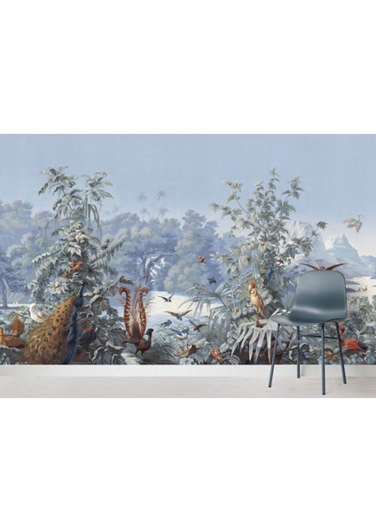 3D Farklı Türde Kuş ve Ağaç Desenli Tropikal Duvar Kağıdı fırsatları