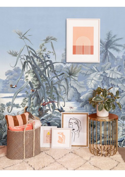 3D Farklı Türde Kuş ve Ağaç Desenli Tropikal Duvar Kağıdı indirimleri