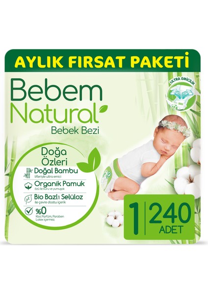 Bebek Bezi 1 Beden Yenidoğan Aylık Fırsat Paketi 240 Adet