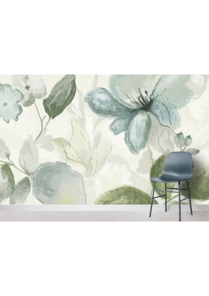 Geniş Yapraklı Çiçek Desenli 3D Duvar Kağıdı fırsatları