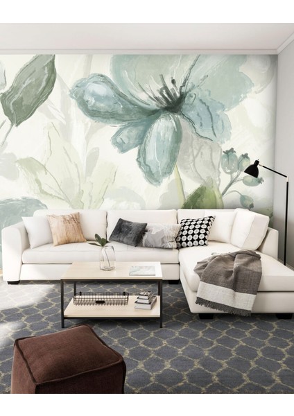 Geniş Yapraklı Çiçek Desenli 3D Duvar Kağıdı indirimleri