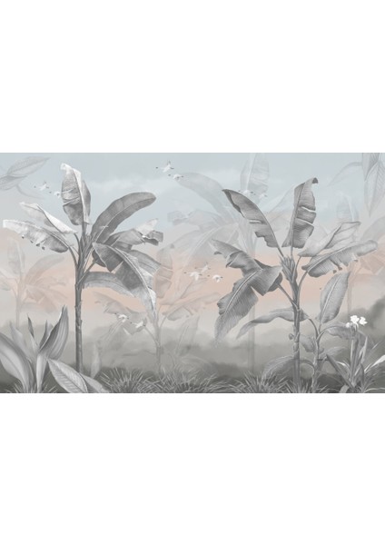 3D Açık Renkli Uzun Yapraklı Ağaç Desenli Tropikal Duvar Kağıdı fiyatları
