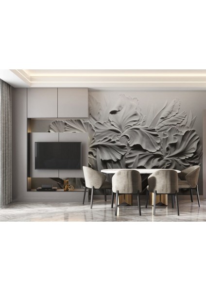 Yapak Desenli Gri Renkli 3D Duvar Kağıdı