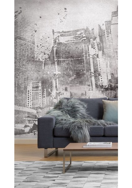 3D Eskitme Desenli Şehir Manzara Resimli Duvar Kağıdı modelleri