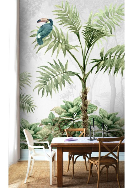 3D Geyik ve Ağaç Desenli Tropikal Duvar Kağıdı fırsatları