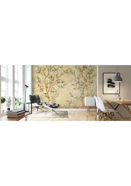 Dallarda Güzel Kuşlar Sarı Renkli Duvar Kağıdı