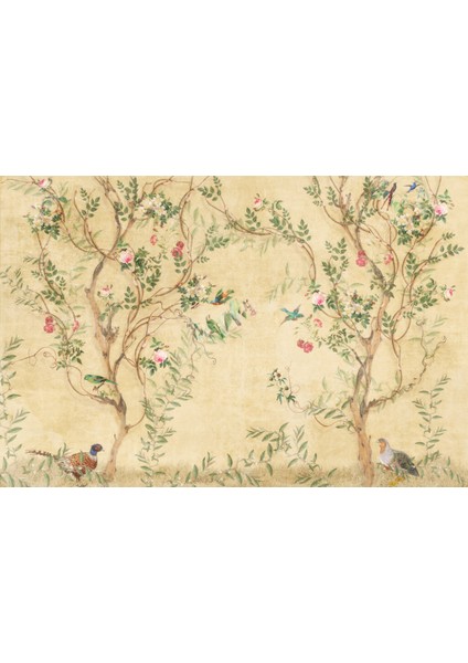 Dallarda Güzel Kuşlar Sarı Renkli Duvar Kağıdı fiyatları