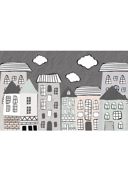 Çizim Halinde Ev Desenli 3D Duvar Kağıdı fiyatları