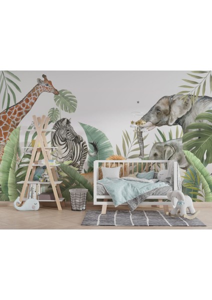 Otların Arasında Yürüyen Hayvanlar Sembollü 3D Duvar Kağıdı fırsatları