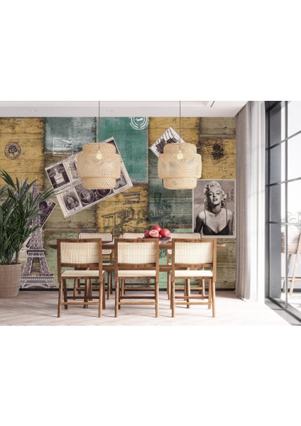 Gazete Küpürü Desenli Vintage 3D Duvar Kağıdı