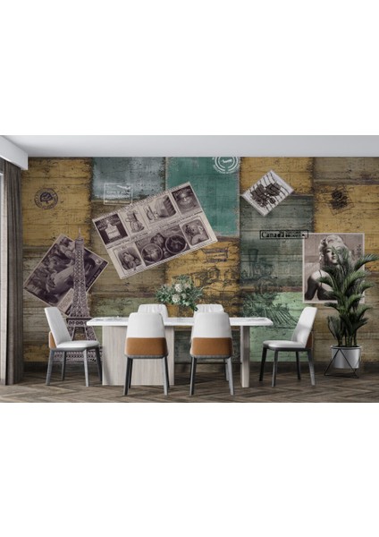 Gazete Küpürü Desenli Vintage 3D Duvar Kağıdı indirimleri