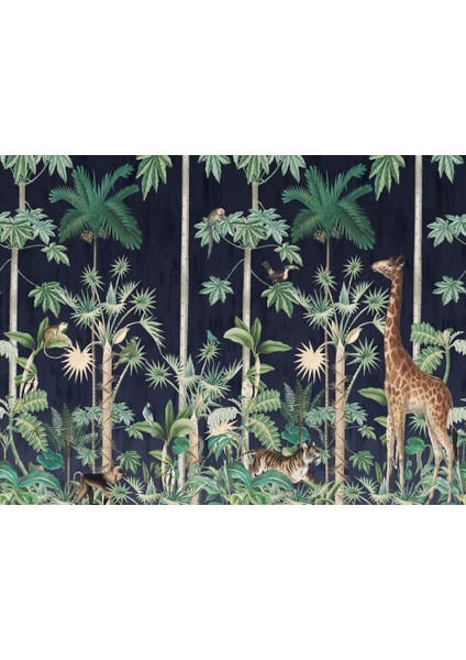 Uzun Ağaçlar Arasında Duran Çok Çeşit Hayvan Desenli 3D Duvar Kağıdı fiyatları