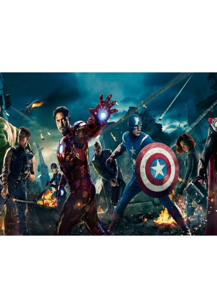 Avengers Demir Adam ve Kaptan Amerika 3D Duvar Kağıdı