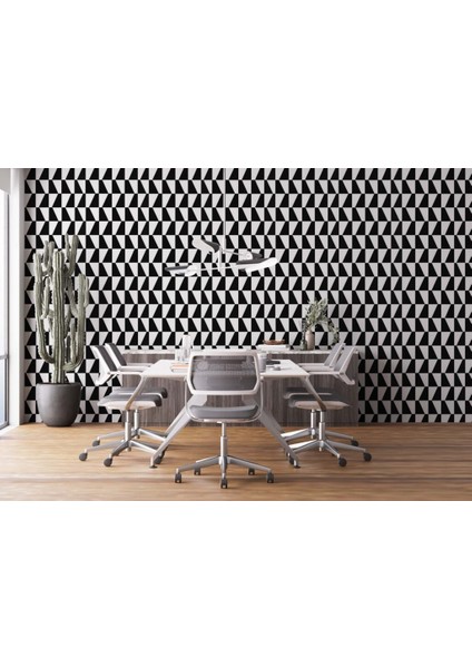 Siyah Beyaz Kare Desenli 3D Duvar Kağıdı modelleri