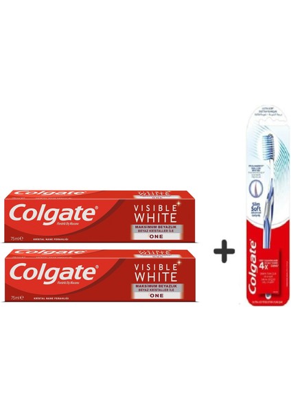 Visible White Maksimum Beyazlık Diş Macunu 75 ml 2 Adet + 1 Adet Diş Fırçası Slim Soft OZ2206