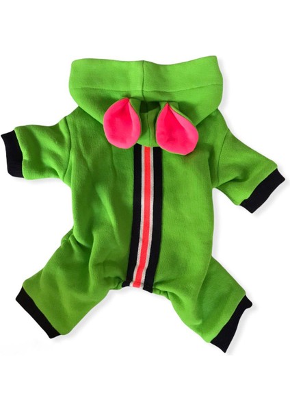 Shipy Pink Stripe Kulaklı Kedi Tulumu Kıyafeti Xxl Yeşil