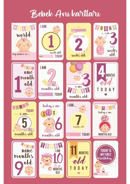 Kız Bebek 16 'lı Anı Kartları Babygirl Lovely