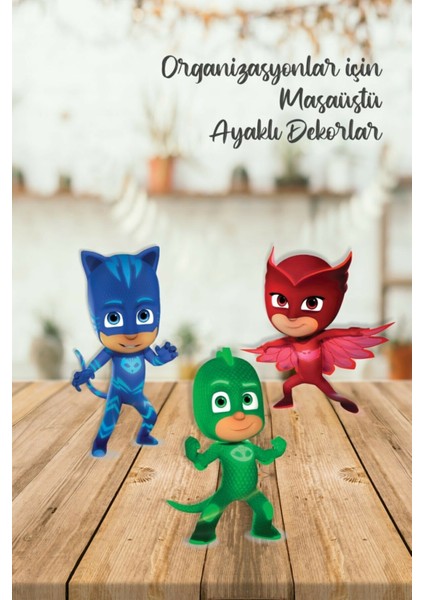 Pj Mask Ayaklı Pano Seti Ayaklı Dekor Pano Masaüstü Kalın Kağıt