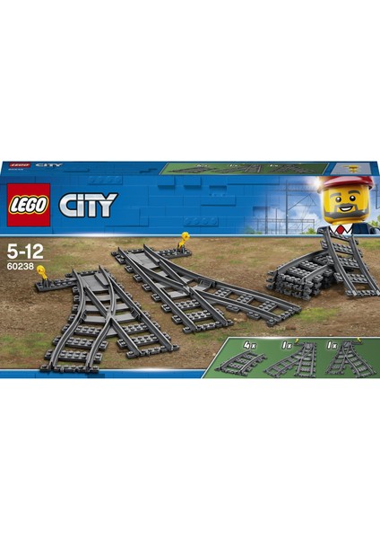 ® City Değiştiren Makaslar 60238 - 5 Yaş ve Üzeri Tren Seven Çocuklar için LEGO® City Setleriyle Uyumlu Yaratıcı Oyuncak Yapım Seti (8 Parça)