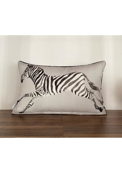 E712 Gri Zemin ZEBRA-3050 Kırlent Kılıfı