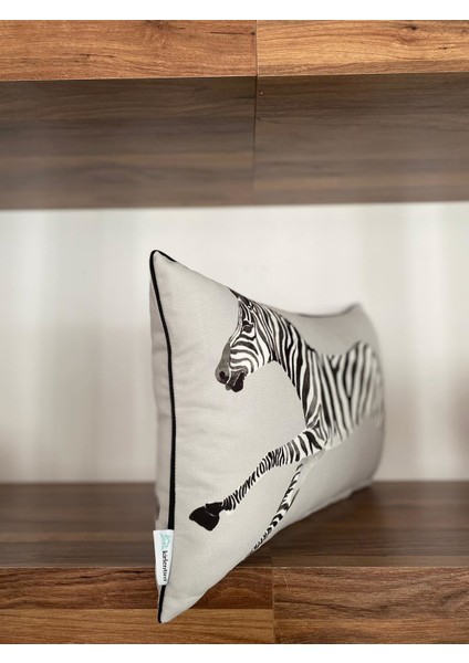 E712 Gri Zemin ZEBRA-3050 Kırlent Kılıfı