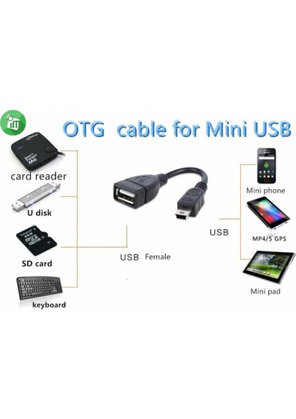 HN4591K Otg Kablo V3/5pin To USB 10CM Kutulu