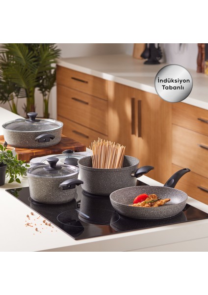Biogranit Grey New 7 Parça Tencere Seti