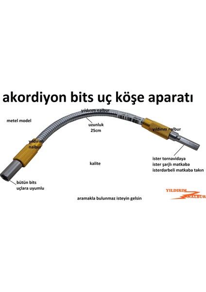 Metal Akordiyon Köşe Bits Uç Adaptörü Vidalama Köşe Aparatı