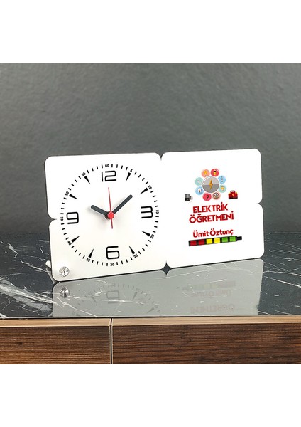 Elektrik Öğretmeni Ahşap Masa Saati