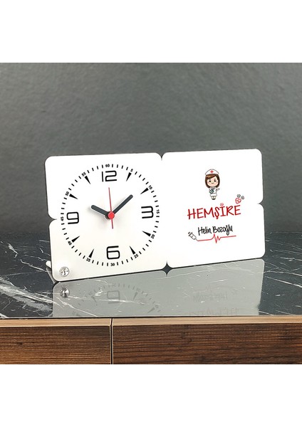Hemşire Hediye Ahşap Masa Saati