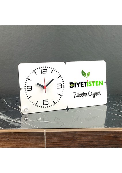Diyetisyene Hediye Ahşap Masa Saati 001