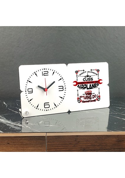 Airplanes Ahşap Masa Saati