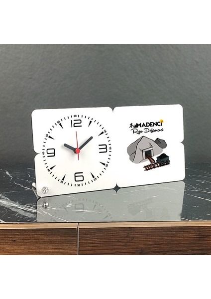 Madenci Ahşap Masa Saati