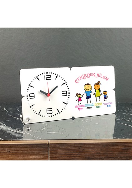 Çekirdek Aile Ahşap Masa Saati