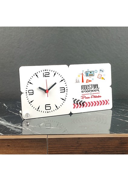 Industrial Engineer Ahşap Masa Saati 003