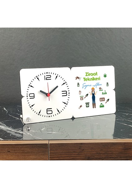 Ziraat Teknikeri Ahşap Masa Saati
