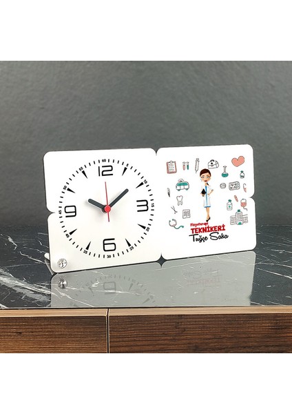 Fizyoterapi Teknikeri Ahşap Masa Saati