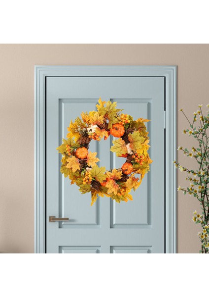 45 cm Akçaağaç Yaprak Sonbahar Çelenk Çam Koni Garland Kapı Şükran Evi Dekor (Yurt Dışından) fırsatları
