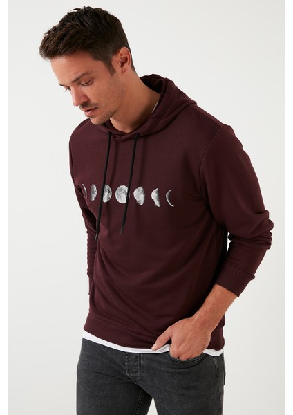 Pamuklu Baskılı Kapüşonlu Slim Fit Sweat Erkek Sweat 5905238