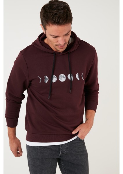 Pamuklu Baskılı Kapüşonlu Slim Fit Sweat Erkek Sweat 5905238