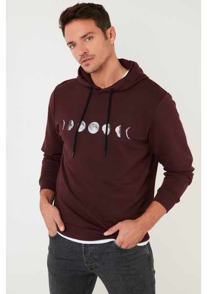 Pamuklu Baskılı Kapüşonlu Slim Fit Sweat Erkek Sweat 5905238