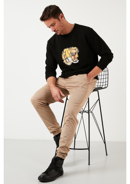 Baskılı Pamuklu Bisiklet Yaka Slim Fit Sweat Erkek Sweat 5905202