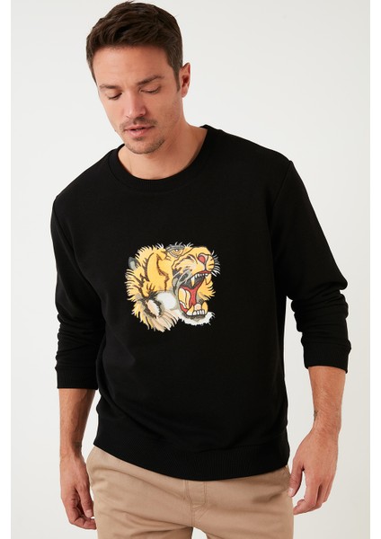 Baskılı Pamuklu Bisiklet Yaka Slim Fit Sweat Erkek Sweat 5905202 fiyatları