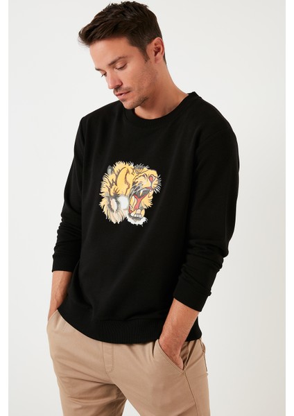 Baskılı Pamuklu Bisiklet Yaka Slim Fit Sweat Erkek Sweat 5905202 modelleri