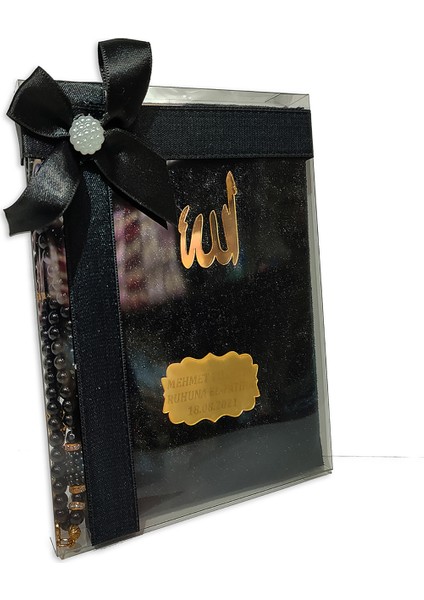 Inci Tesbihli Kutulu Kadife Yasin 10 Adet Set - Siyah